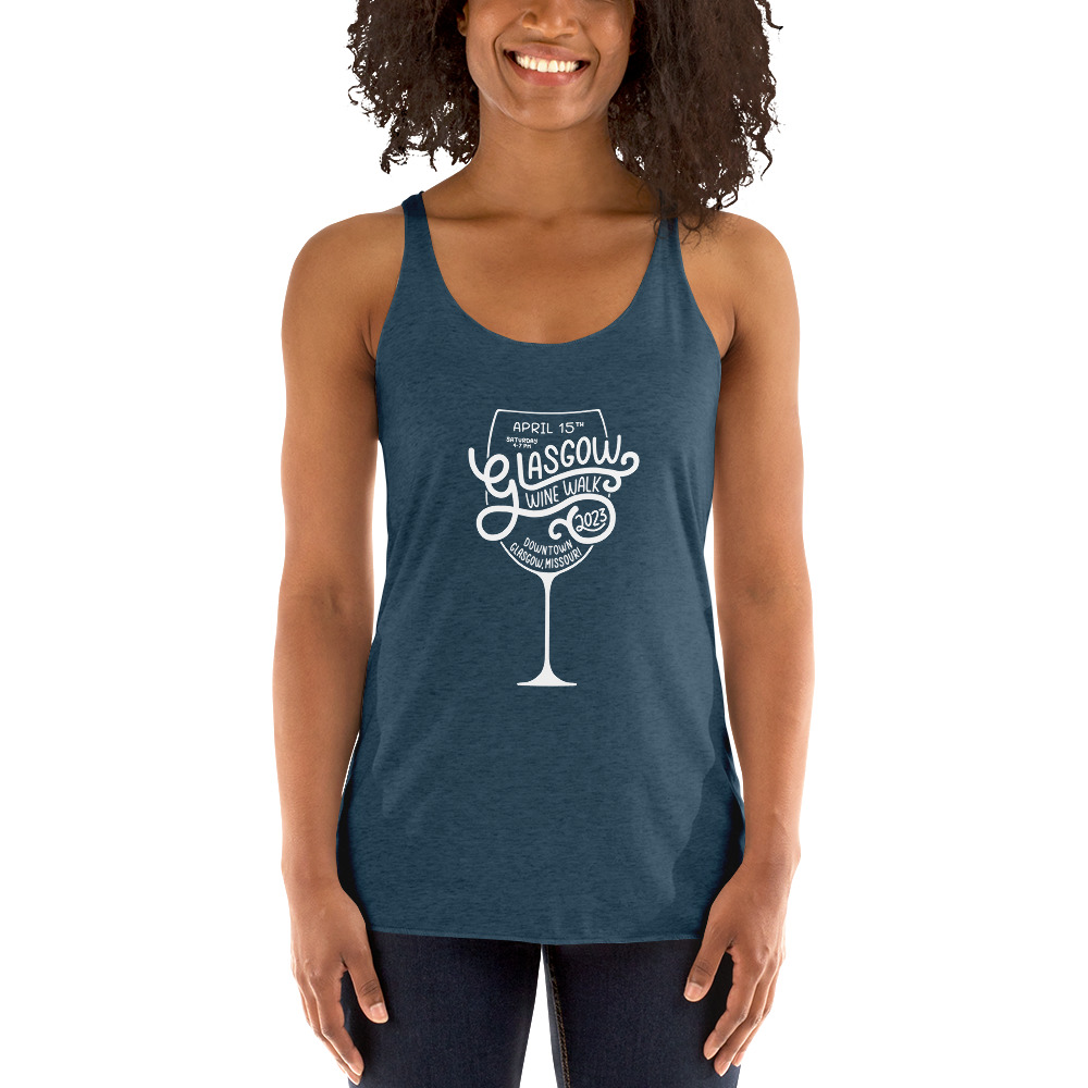 Wine Tasting is my Favorite Sport - Glasgow Chamber of Commerce 2023 Wine Walk - Women's Racerback Tank - Image 7
