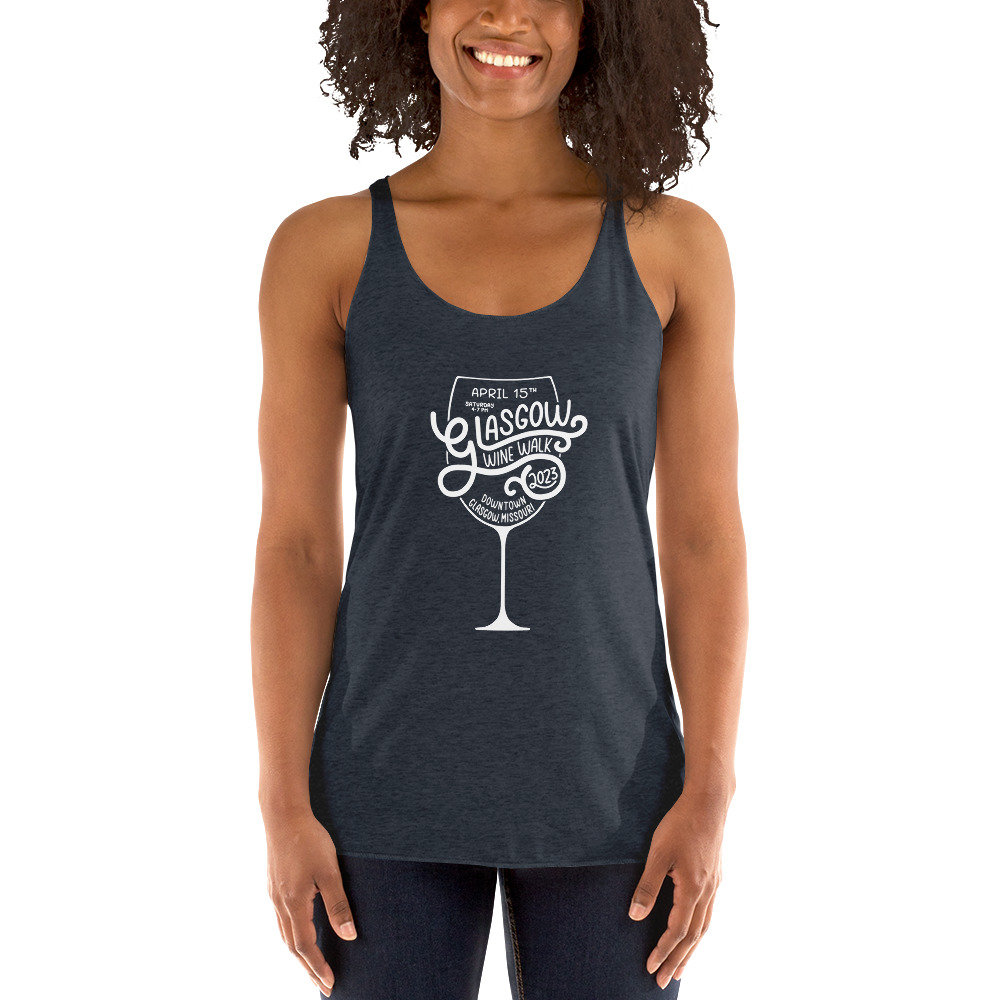 Wine Tasting is my Favorite Sport - Glasgow Chamber of Commerce 2023 Wine Walk - Women's Racerback Tank - Image 3