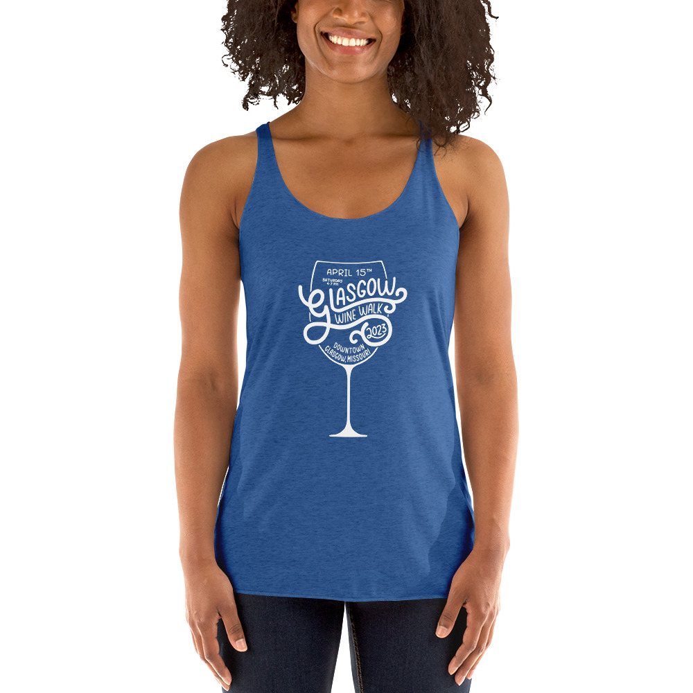 Wine Tasting is my Favorite Sport - Glasgow Chamber of Commerce 2023 Wine Walk - Women's Racerback Tank - Image 15