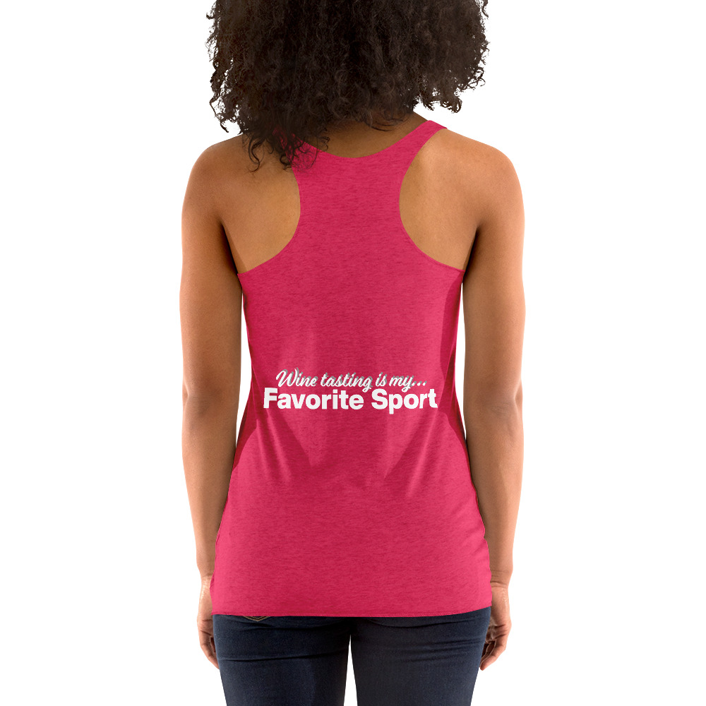 Wine Tasting is my Favorite Sport - Glasgow Chamber of Commerce 2023 Wine Walk - Women's Racerback Tank - Image 14