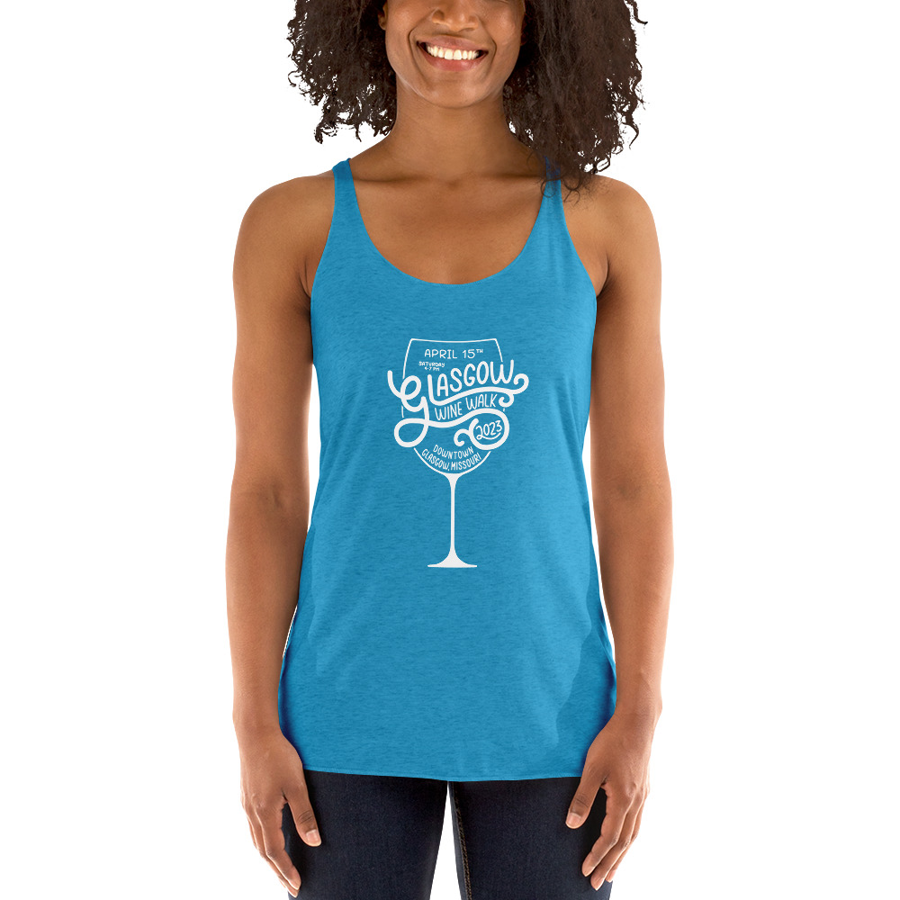 Wine Tasting is my Favorite Sport - Glasgow Chamber of Commerce 2023 Wine Walk - Women's Racerback Tank - Image 19